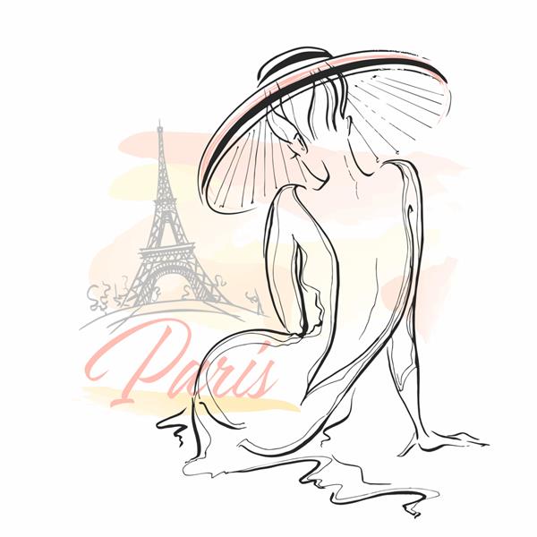 دختری زیبا با کلاه در پاریس مدل شیک