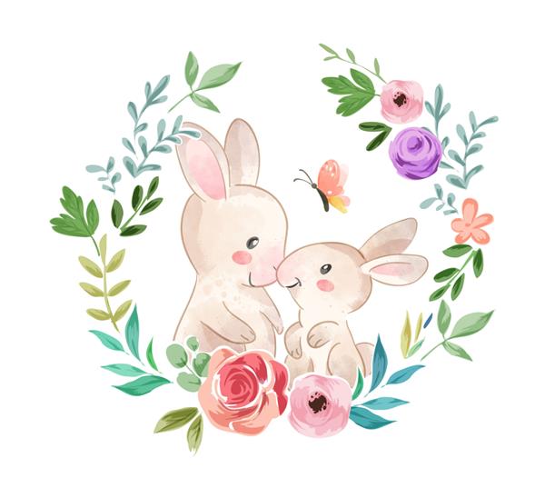 خانواده خرگوش ناز در تصویر تاج گل