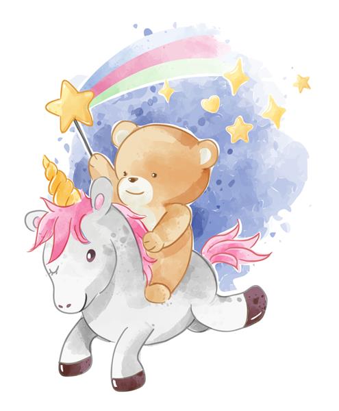 خرس ناز سوار بر اسب شاخدار با ستاره درخشان