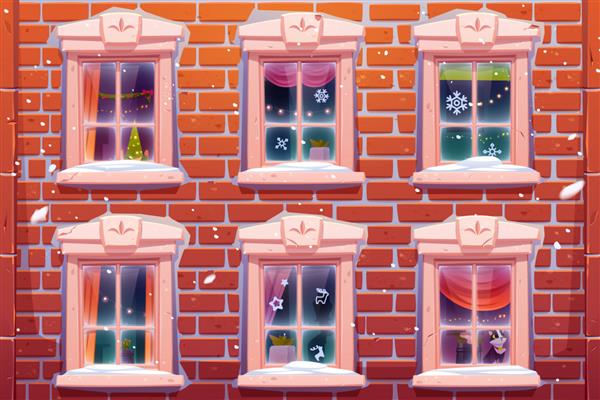 پنجره با دکوراسیون کریسمس