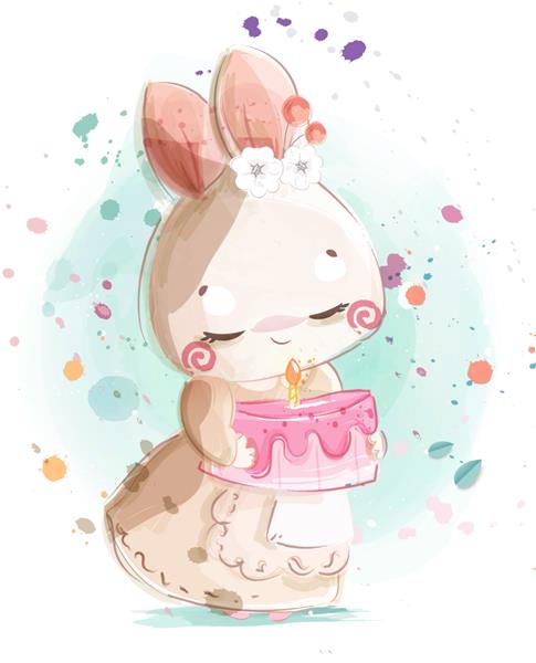 کیک خرگوش کوچک و توت فرنگی برای تبریک تولد