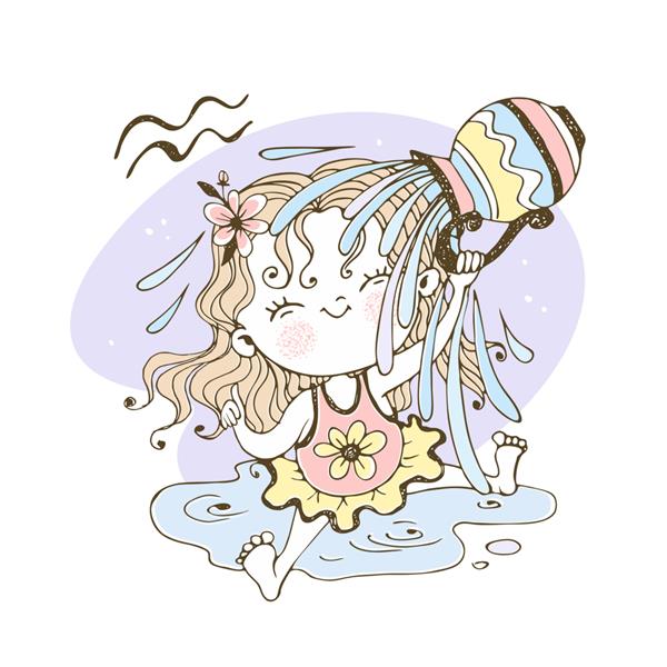 زودیاک کودکان علامت دلو دختر شیرین در آب خیس شده است