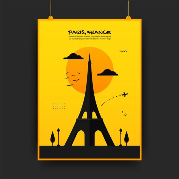 برج افیل برج معروف پاریس پوستر مسافرتی فرانسه