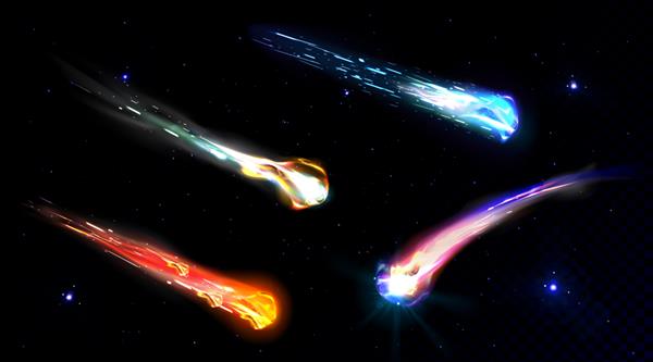 سقوط ستاره های دنباله دار سیارک ها یا شهاب های شعله دار