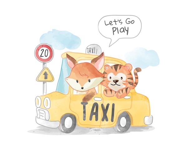 روباه و ببر ناز در تصویر تاکسی زرد