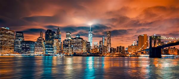 نمای منهتن در غروب آفتاب شهر نیویورک