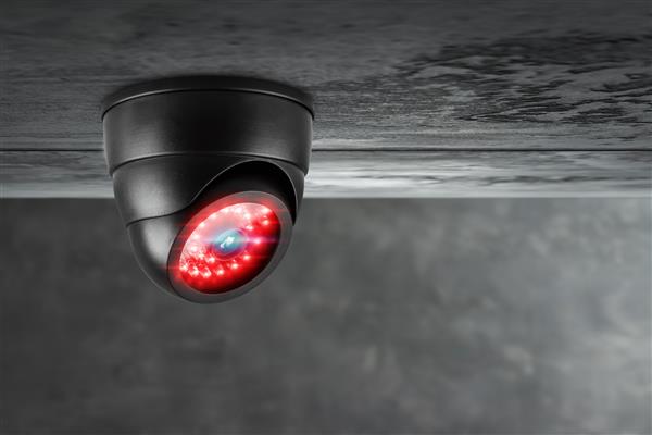 دوربین مداربسته هوشمند زیر سقف با چراغ قرمز