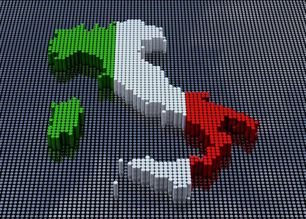 نقشه ایتالیا به سبک هنری پیکسل با رنگ پرچم ایتالیا رندر سه بعدی
