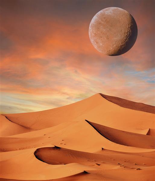 پانوراما از تپه های شنی صحرای صحرا در غروب آفتاب تپه های بی پایان از شن های زرد منظره بیابانی امواج ماسه ای طبیعت