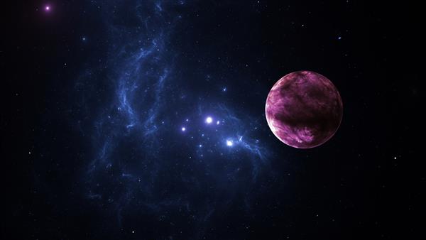 سیاره در خوشه های ستاره ای کهکشانی ابرهای گازی رنگی در فضای انتزاعی فضای بیرونی سحابی فضایی رندر سه بعدی