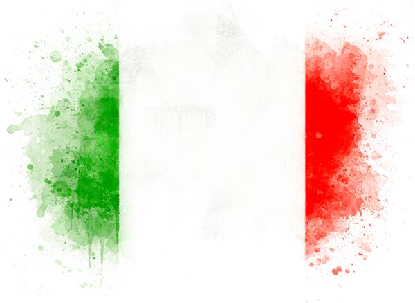 تصویر پرچم ایتالیایی آبرنگ پرچم آبرنگ ایتالیا جدا شده در پس زمینه سفید
