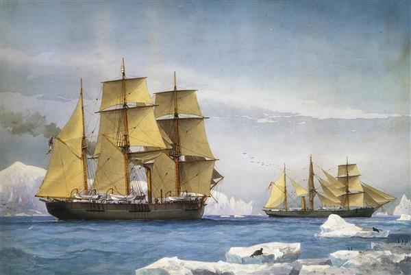 هشدار اچ اتم اس و اکتشاف در سفر قطبی نقاشی اثر ویلیام فردریک میچل	