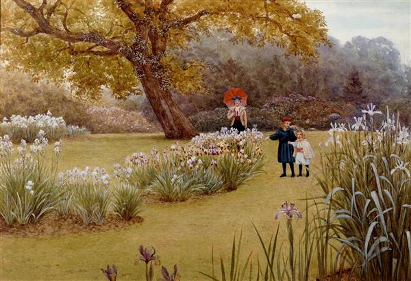 نقاشی قدم زدن در باغ اثر فردریک همیلتون جکسون