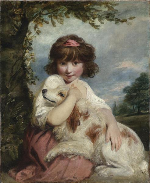 نقاشی یک دختر نوجوان و سگش اثر جاشوا رینولدز