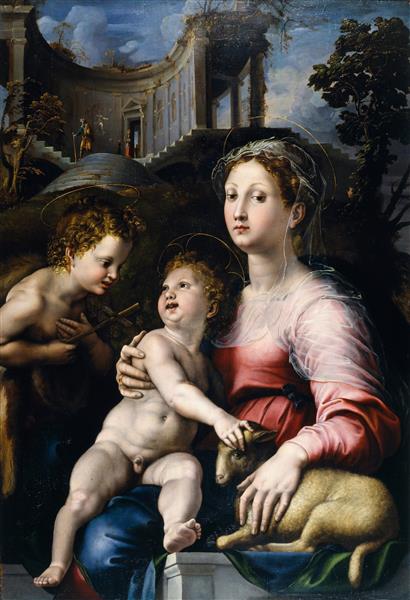مدونا و کودک با سنت جان باپتیست نقاشی اثر جولیو رومانو 