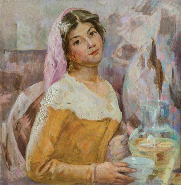 نقاشی دختر با شربت بابا علیف بالابابا اثر حسین علیف