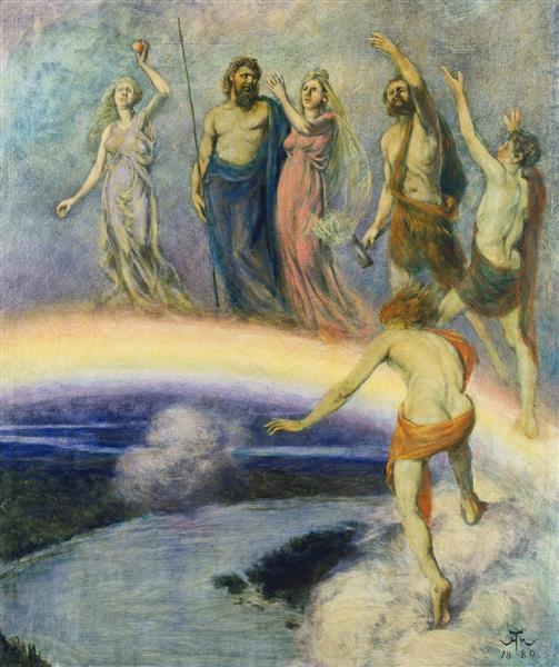 نقاشی مهاجرت خدایان به والهالا اثر هانس توماس