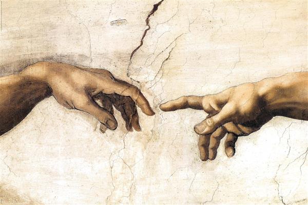 نقاشی آفرینش آدم اثر میکل آنژ بووناروتی