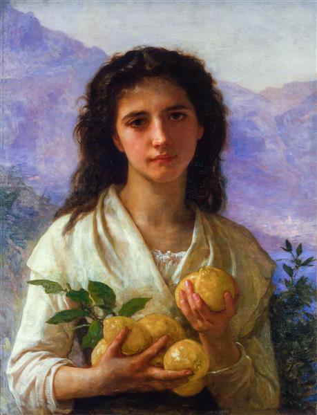 نقاشی دختری که لیمو در دست دارد اثر ویلیام آدولف بوگرو