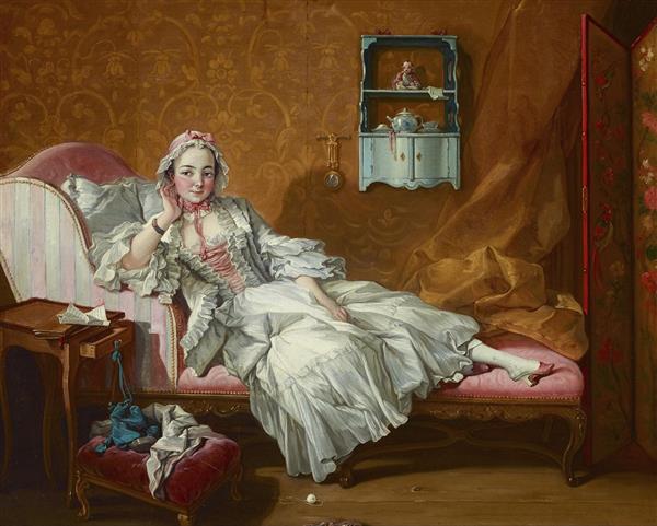 خانمی روی تخت روزش نقاشی اثر فرانسوا بوچر