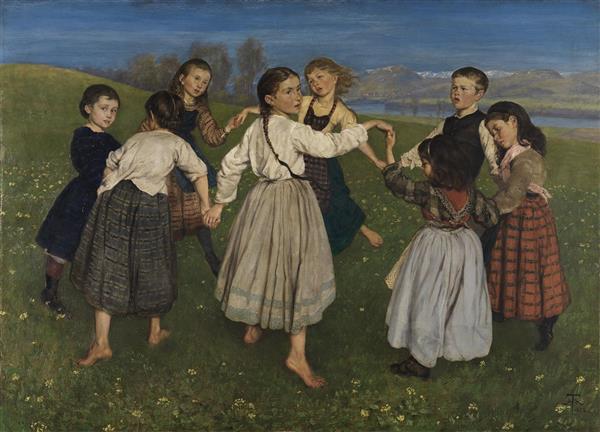 رقص کودکان در دایره نقاشی اثر هانس توماس