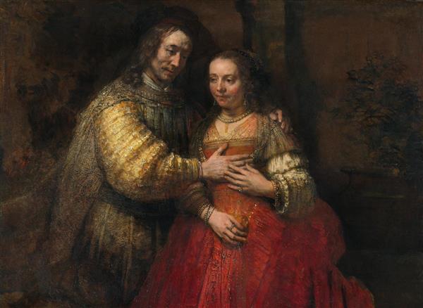 نقاشی اسحاق و ربکا که به عنوان عروس و داماد یهودی شناخته می شوند اثر رامبراند	