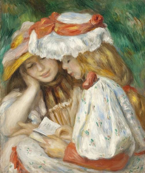نقاشی کتاب خواندن دو دختر اثر پیر آگوست رنوار	