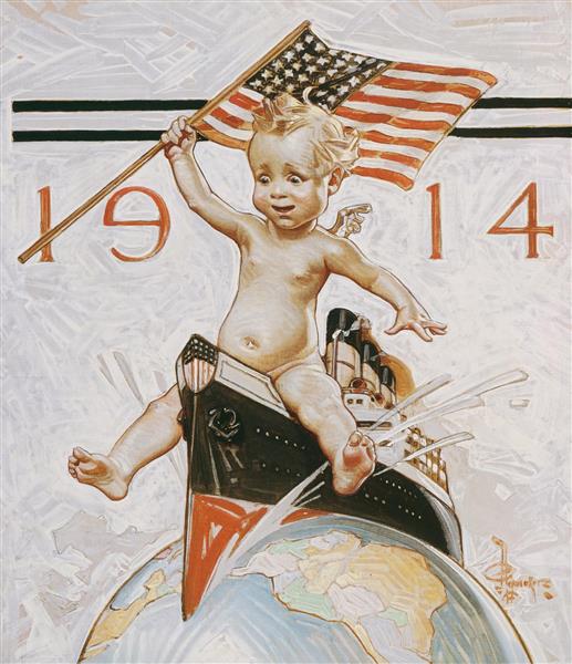 نقاشی کشتی نوزاد سال نو اثر جوزف کریستین لیندکر	 