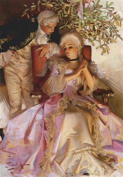 زوج مستعمراتی زیر دارواش نقاشی اثر جوزف کریستین لیندکر	