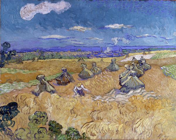 نقاشی مزارع گندم با دروگرها اثر ونسان ون گوگ