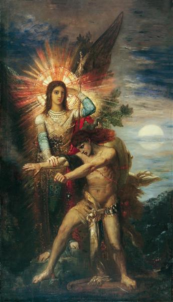 نقاشی جیکوب و فرشته اثر گوستاو مورو