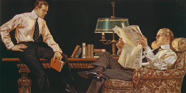 خواندن مردان نقاشی اثر جوزف کریستین لیندکر