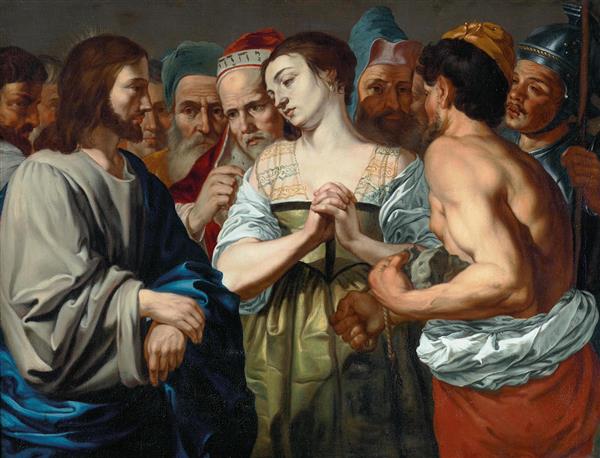 نقاشی مسیح و زناکار اثر آبراهام جانسنز