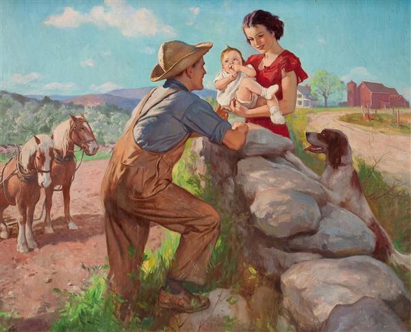 خانواده در مزرعه نقاشی اثر جان هویت