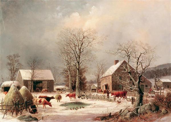 حیاط مزرعه در زمستان جورج هنری دوری 