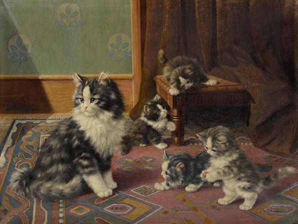 نقاشی خانواده گربه ها اثر بورکارد فلری