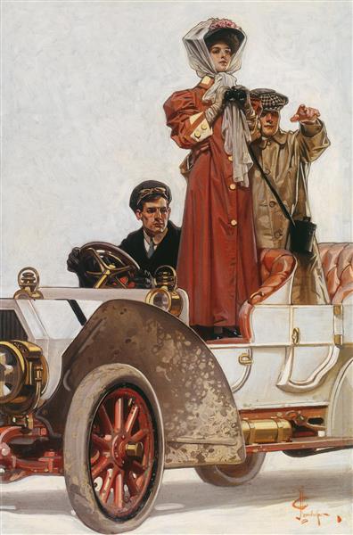 بانو و ماشین نقاشی اثر جوزف کریستین لیندکر