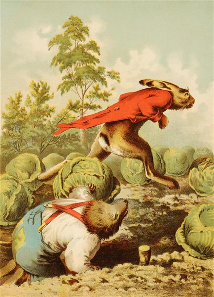 جوجه تیغی در مزرعه به استقبال خرگوش می آید نقاشی اثر کارل آفاردینگر