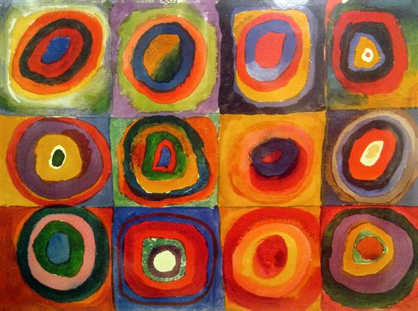 نقاشی مطالعه رنگ مربع ها اثر واسیلی کاندینسکی