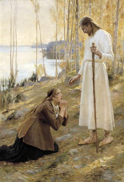 مسیح و مریم مجدلیه اثر آلبرت ادلفلت نقاشی 