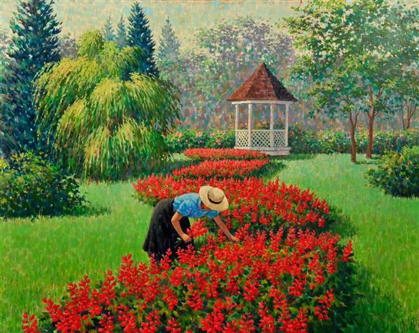 نقاشی زن در باغ اثر آرتور سارون سارنوف	