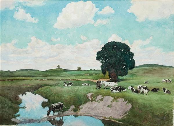 نقاشی گاوها در مرتع اثر جان هویت