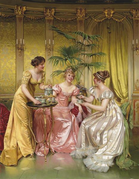 چای عصرانه برای سه نفر نقاشی اثر چارلز جوزف فردریک سولاکروا 