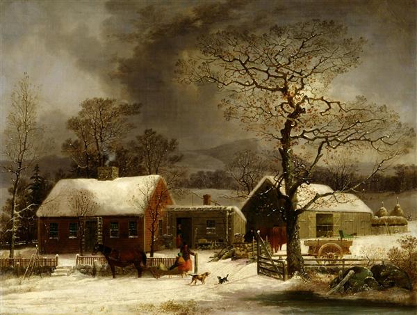 منظره زمستانی در نیوهون کانکتیکات نقاشی اثر جورج هنری دوری 