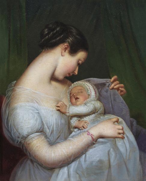 مادر جوان با فرزندش نقاشی اثر جیمز سنت