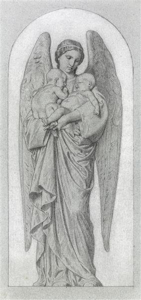 نقاشی فرشته ای که دو نوزاد را در آغوش گرفته است اثر ویلیام آدولف بوگرو