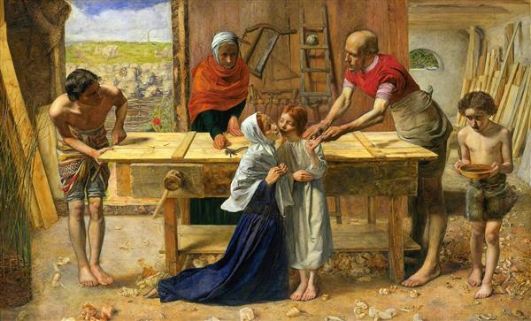 نقاشی مسیح خانه پدر و مادر مسیح کارگاه نجاران اثر جان اورت میلت	