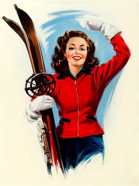 نقاشی بانوی اسکی باز جان عاشق اسکی کردن اثر هوارد کانولی است