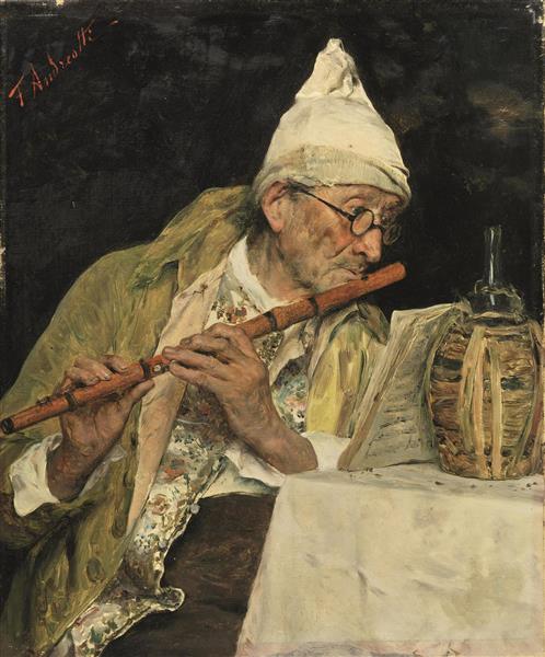 نقاشی نوازنده فلوت و نوشیدنی اثر فدریکو آندرئوتی