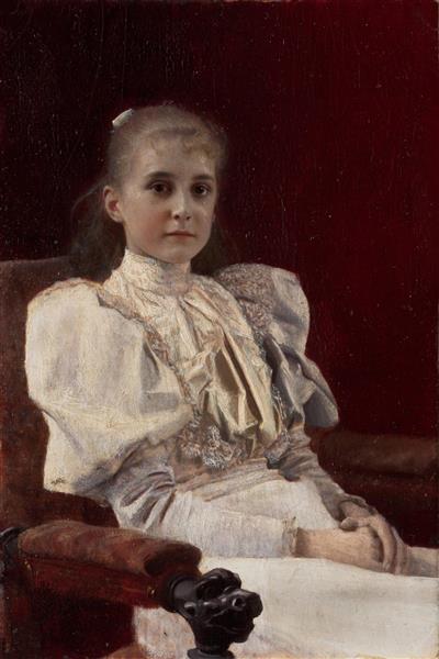 دختر جوان نشسته اثر گوستاو کلیمت 